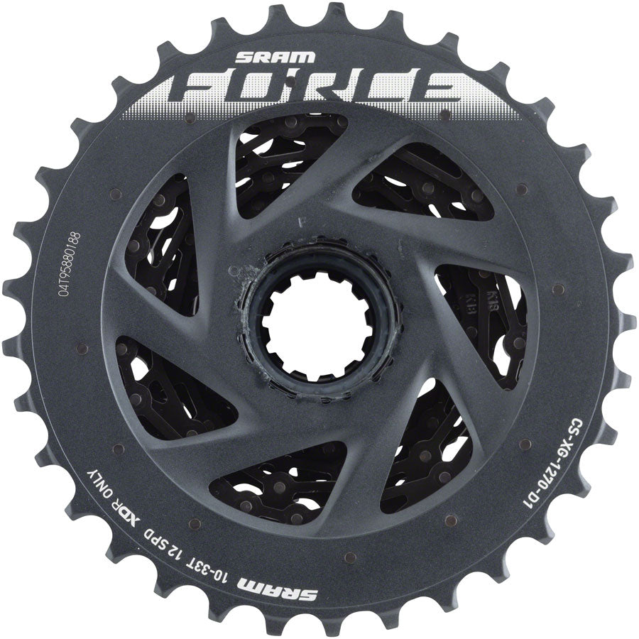 SRAM Force AXS XG-1270 Cassette - 12 Speed, 10-33t, Black, For XDR Driver Body, D1 - Beyond Aero