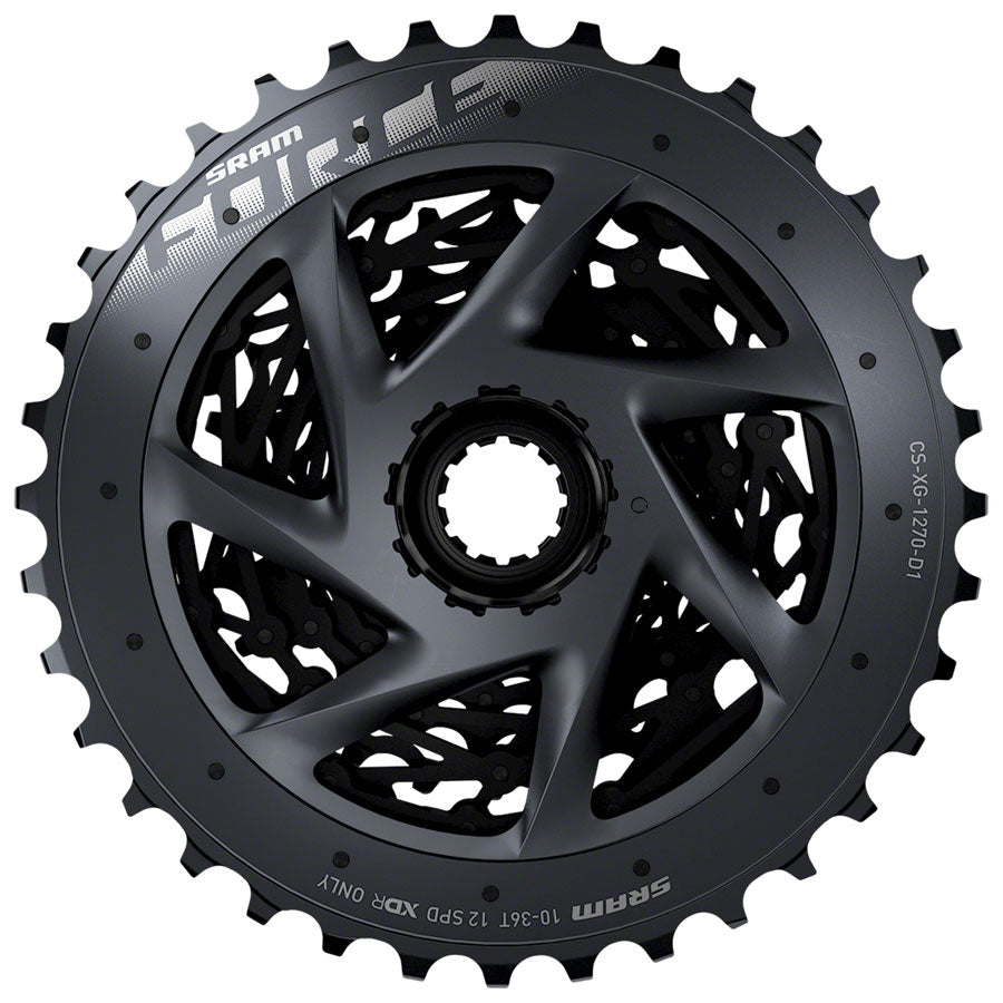 SRAM Force AXS XG-1270 Cassette - 12-Speed, 10-36t, Black, For XDR Driver Body, D1 - Beyond Aero