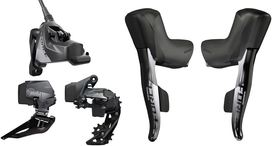 SRAM Force eTap AXS Electronic Road Groupset - 2x12-Speed, HRD Brake/Shift Levers, Flat Mount Calipers, Front/Rear Derailleurs, CenterLock - Beyond Aero